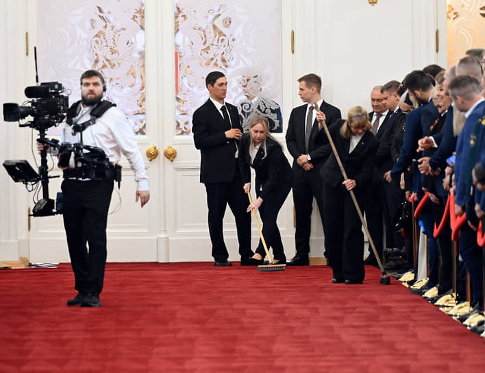 Подготовка к церемонии инаугурации в Большом Кремлевском дворце
