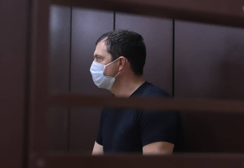 Бывший начальник ставропольского ГИБДД полковник Алексей Сафонов в зале суда во время слушания об избрании ему меры пресечения