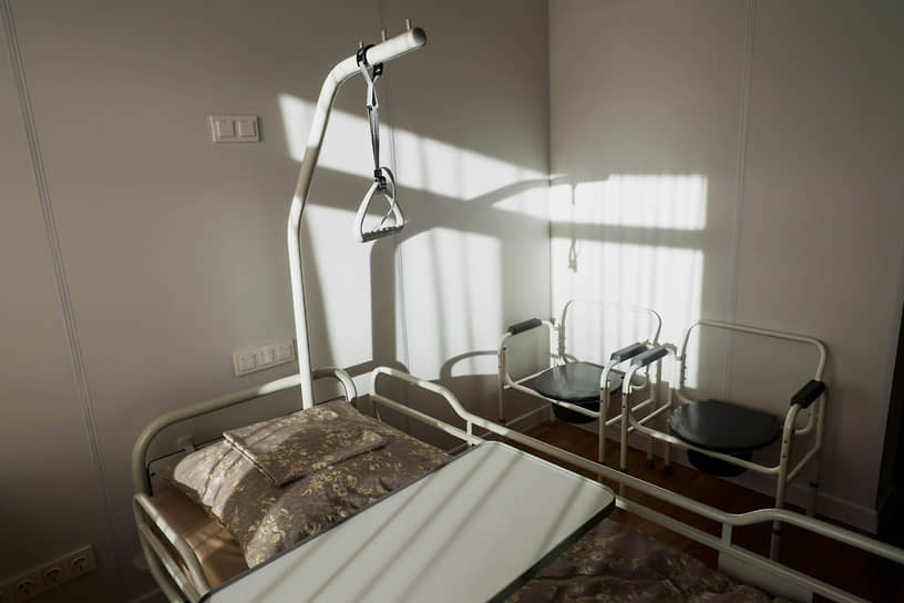 Bed in a hospice ward