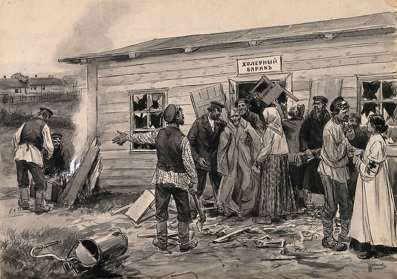 Иван Владимиров «Происшествие у холерного барака», 1869 год 