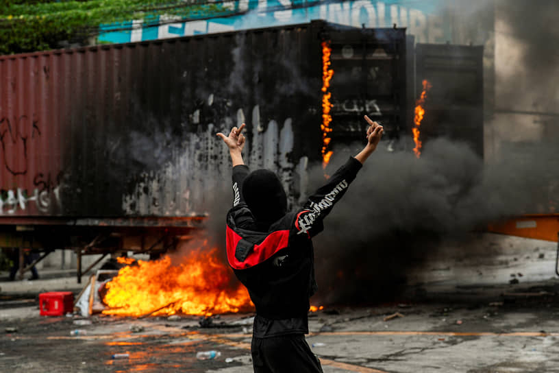 Участник акции протеста
