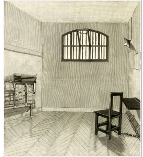 Обстановка камеры в тюрьме Ля-Санте, 1899 год
