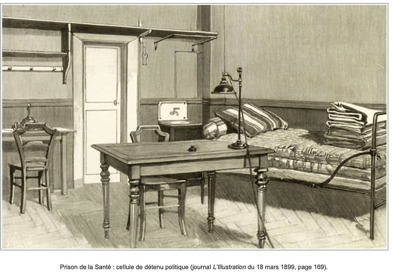 Обстановка камеры в тюрьме Ля-Санте, 1899 год
