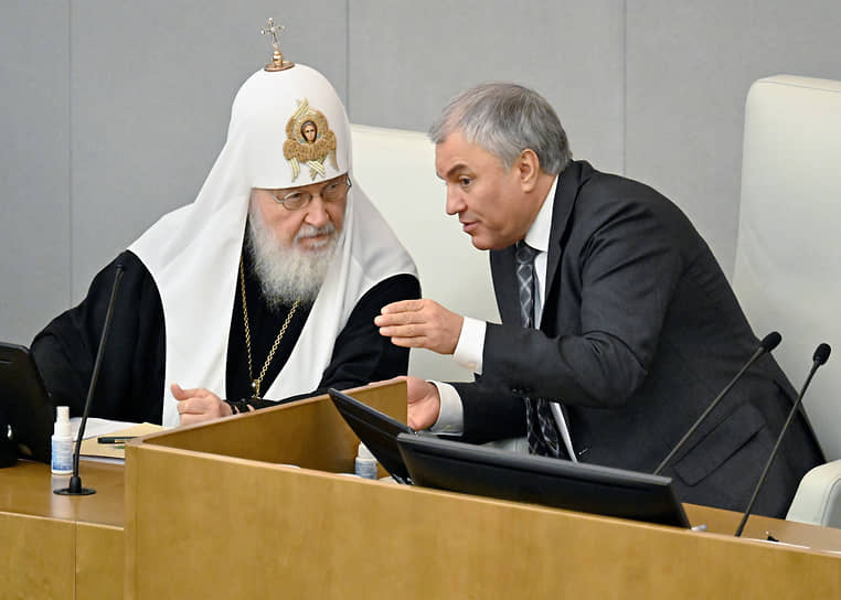 Со спикером Госдумы Вячеславом Володиным во время Рождественских парламентских встреч, 2025 год