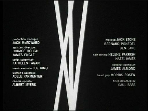 &lt;b>«Человек с золотой рукой»&lt;/b>&lt;br>
Титры СОЛ БАСС, режиссер ОТТО ПРЕМИНДЖЕР, 1955