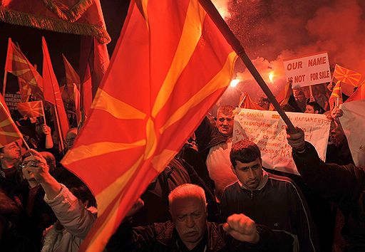 27.02.2008 Демонстрация в Скопье по поводу угроз Греции не пустить Македонию в НАТО