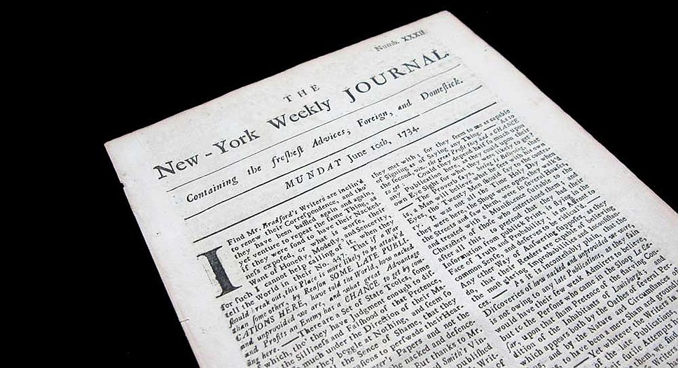 1733 год. Вышел первый номер New York Weekly Journal