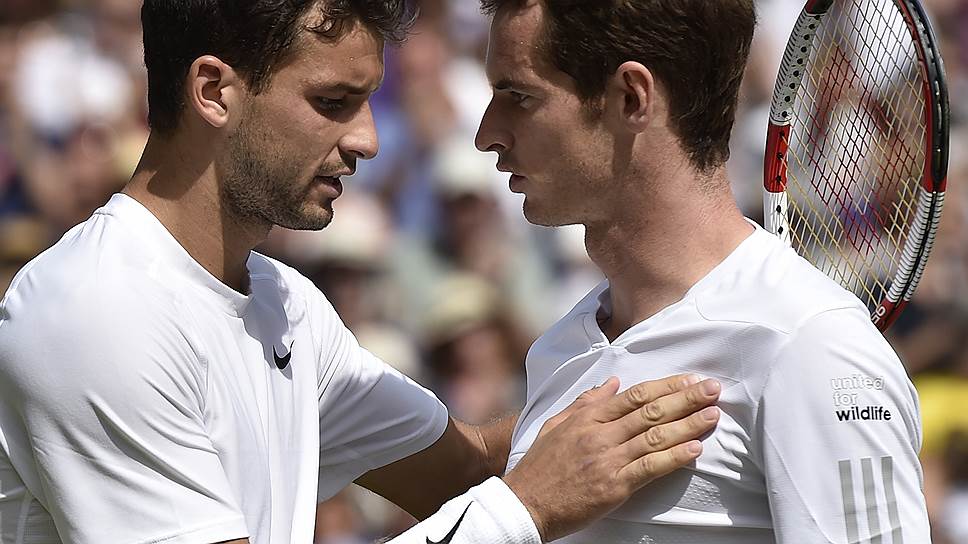 Григор Димитров (слева) лишил Энди Маррея (справа)  звания чемпиона Wimbledon на глазах у принца Уильяма и герцогини Кембриджской 