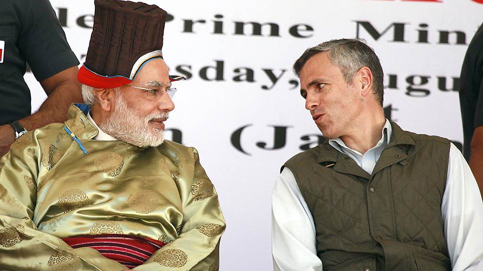 Премьер-министр   Индии Нарендра Моди и главный министр Кашмира Омар Абдулла