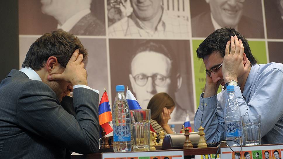 Самыми титулованными участниками мемориала Тиграна Петросяна станут 14-й чемпион мира Владимир Крамник (справа) и трехкратный победитель Всемирных шахматных олимпиад Левон Аронян