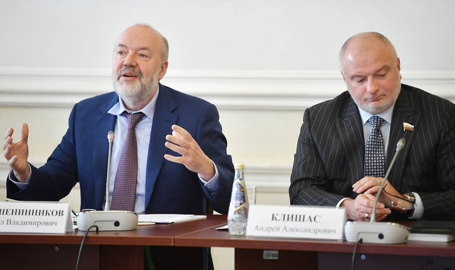 Председатель комитета Госдумы по государственному строительству и законодательству Павел Крашенинников (слева) и сенатор Андрей Клишас