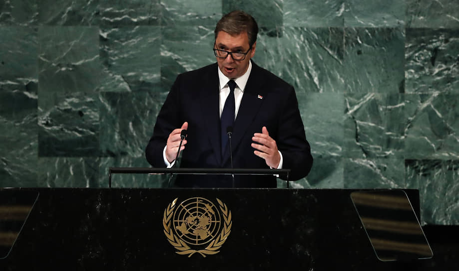 Президент Сербии Александр Вучич на 77-й сессии Генассамблеи ООН в Нью-Йорке