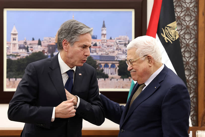 Госсекретарь США Энтони Блинкен и президент Палестины Махмуд Аббас
