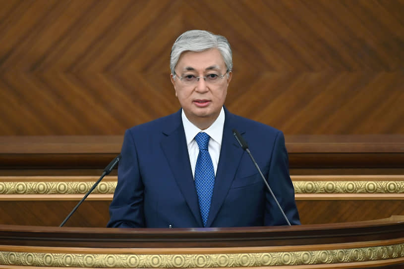 Президент Казахстана Касым-Жомарт Токаев во время послания народу