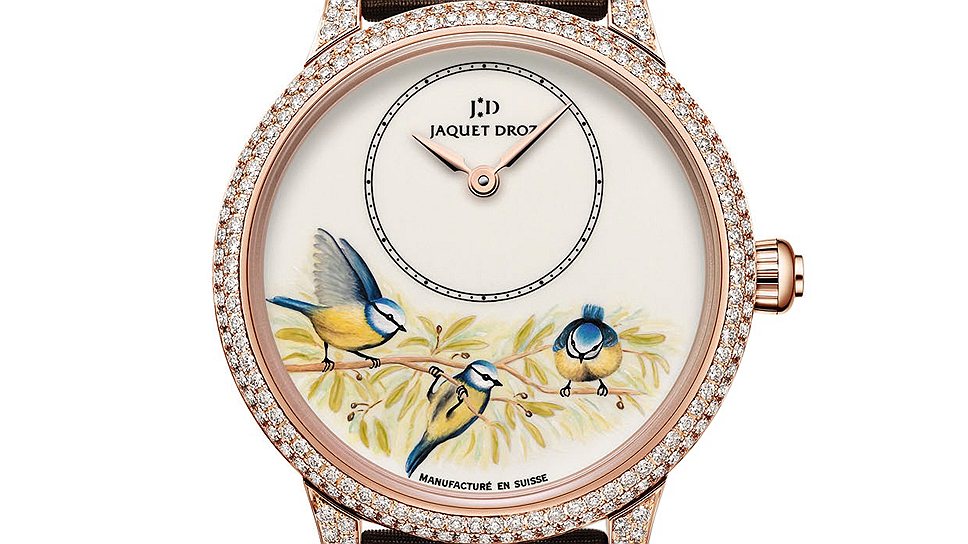 Jaquet Droz, Petite Heure Minute 35 mm Blue Birds