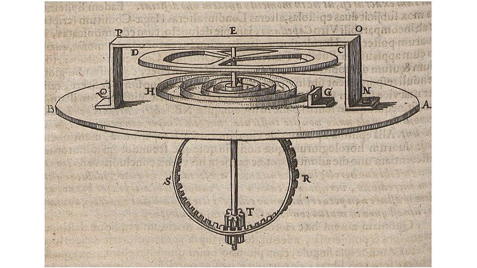 Баланс-спираль, основа традиционных механических часов, рисунок 1675 года