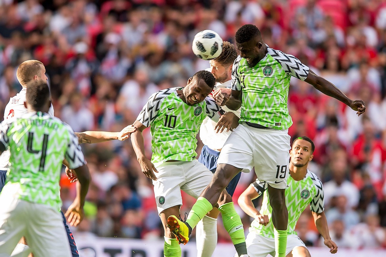 John Obi Mikel (Captain) of Nigeria and John Ogu of Nigeria during the International Friendly match ahead the 2018 FIFA World Cup between England and Nigeria at Wembley Stadium, London, England on 2 June 2018.