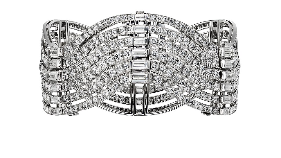Cartier, браслет, трансформирующийся в тиару, белое золото, бриллианты