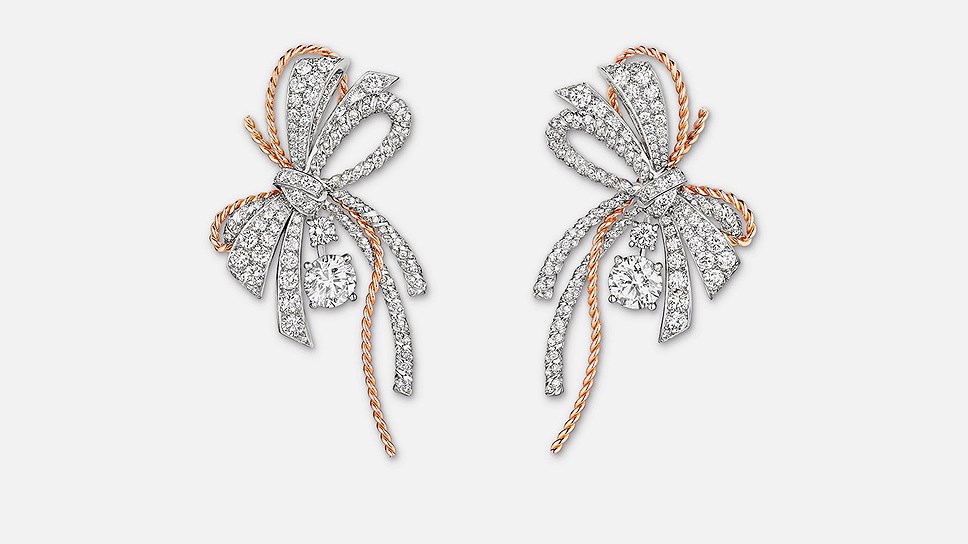 Chaumet, серьги Insolence, белое и розовое золото, бриллианты