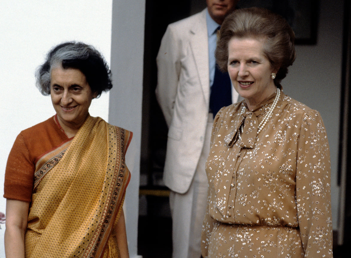 Индира Ганди и Маргарет Тэтчер во время конференции в Дели, ноябрь 1983 года
