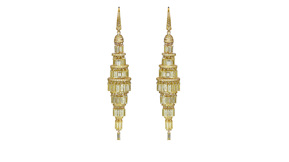 Jacob &amp; Co., серьги Lustre, желтое золото, желтые бриллианты
