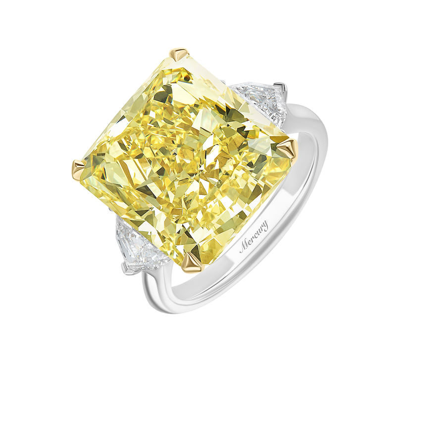 Mercury, кольцо из белого золота с желтым и белыми бриллиантами