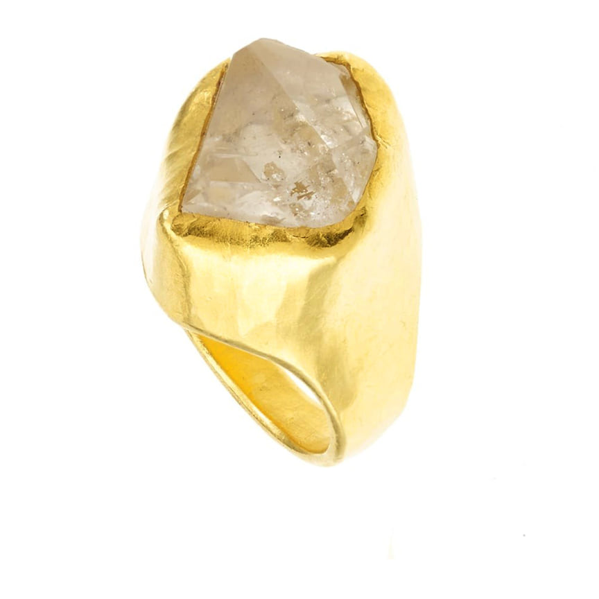Pippa Small, кольцо Tibetan, желтое золото, горный хрусталь