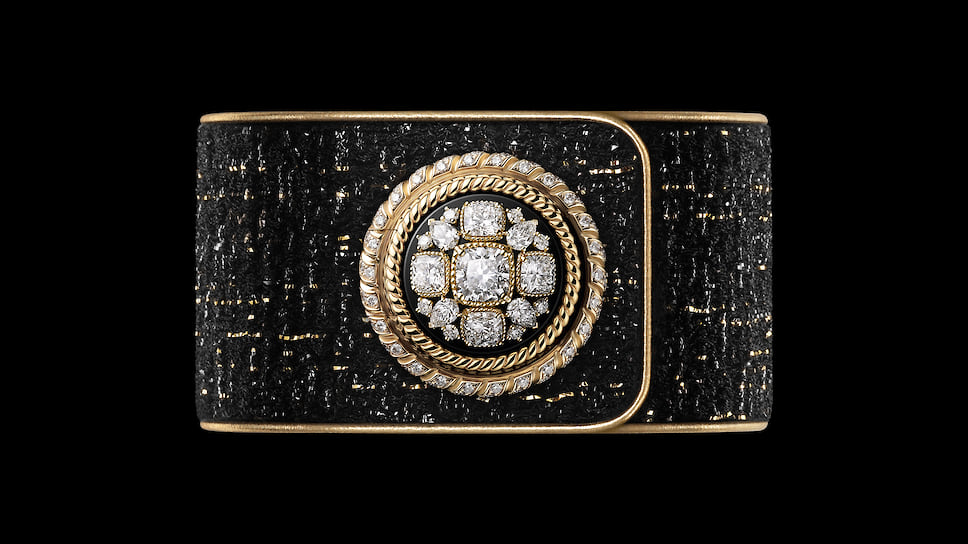 Chanel Watches, часы Mademoiselle Prive Bouton Byzantin, 25 мм, желтое и белое золото, кожа, бриллианты, кварцевый механизм, лимитированная серия 5 экземпляров