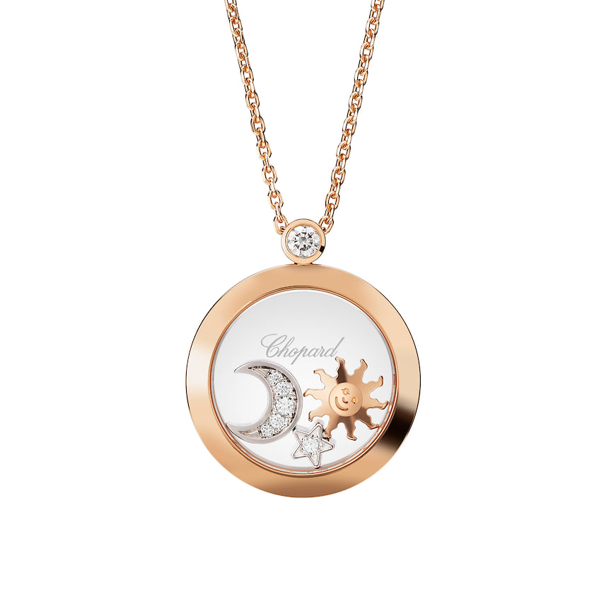 Chopard, подвеска Happy Sun, Moon and Stars, розовое золото, бриллианты