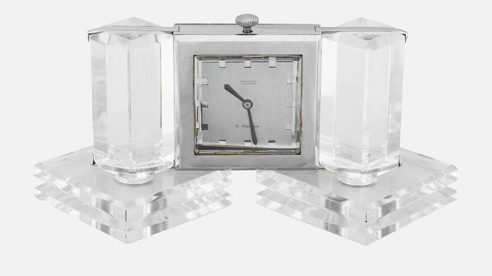 Настольные часы, сталь, горный хрусталь, 1934