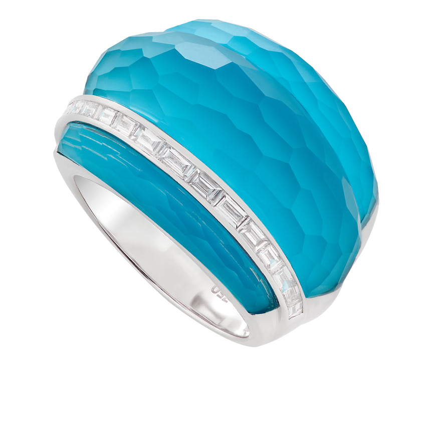 Stephen Webster, кольцо Crystal Haze II, белое золото, бирюза, кварц, бриллианты