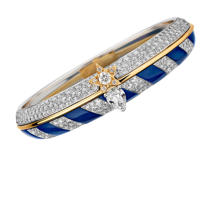 Chanel High Jewelry, браслет Volute Marine, розовое и белое золото, ляпис-лазурь, бриллианты