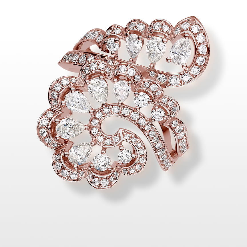 Chopard, кольцо Precious Lace, розовое золото, бриллианты