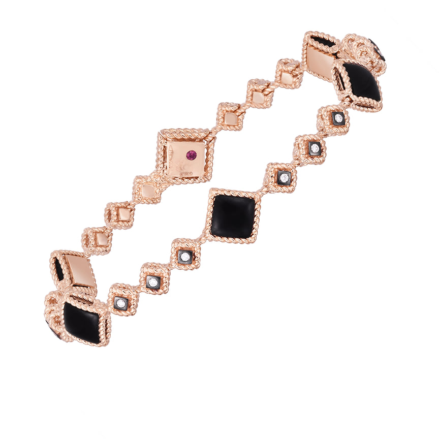 Roberto Coin, браслет, розовое золото, оникс, бриллианты