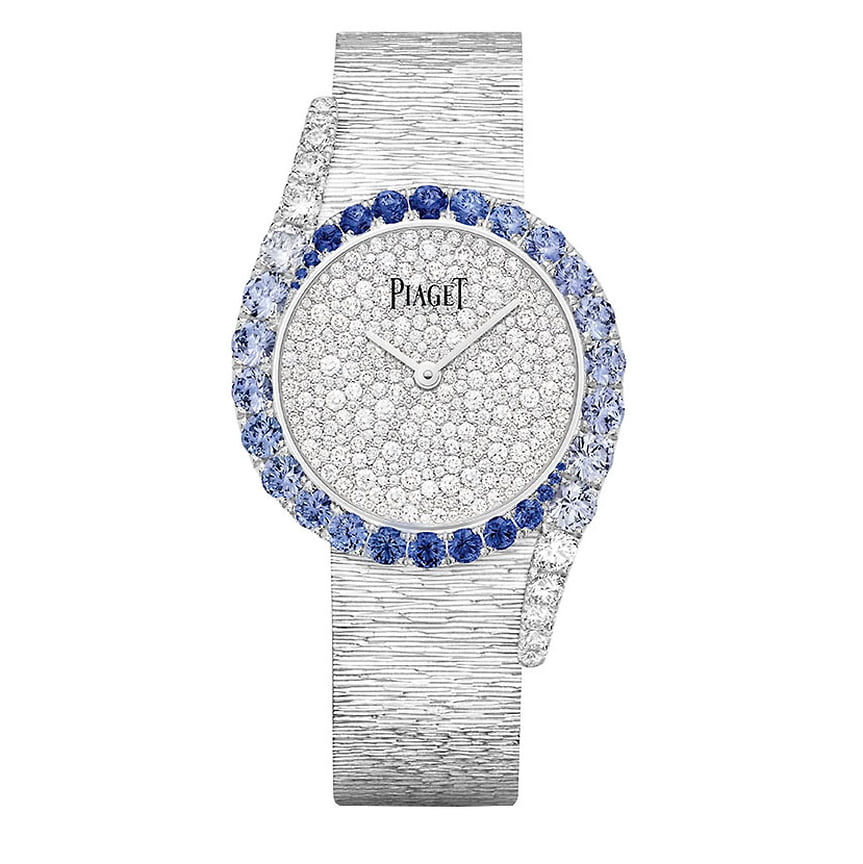 Piaget, часы Limelight Gala Precious Sunrise, 32 мм, белое золото, синие сапфиры, бриллианты, механизм с автоматическим подзаводом, лимитированная серия 18 экземпляров