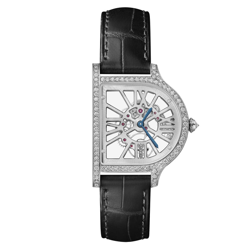 Cartier, часы Cloche de Cartier, 37,15 х 28,75 мм, платина, бриллианты, механизм с ручным подзаводом