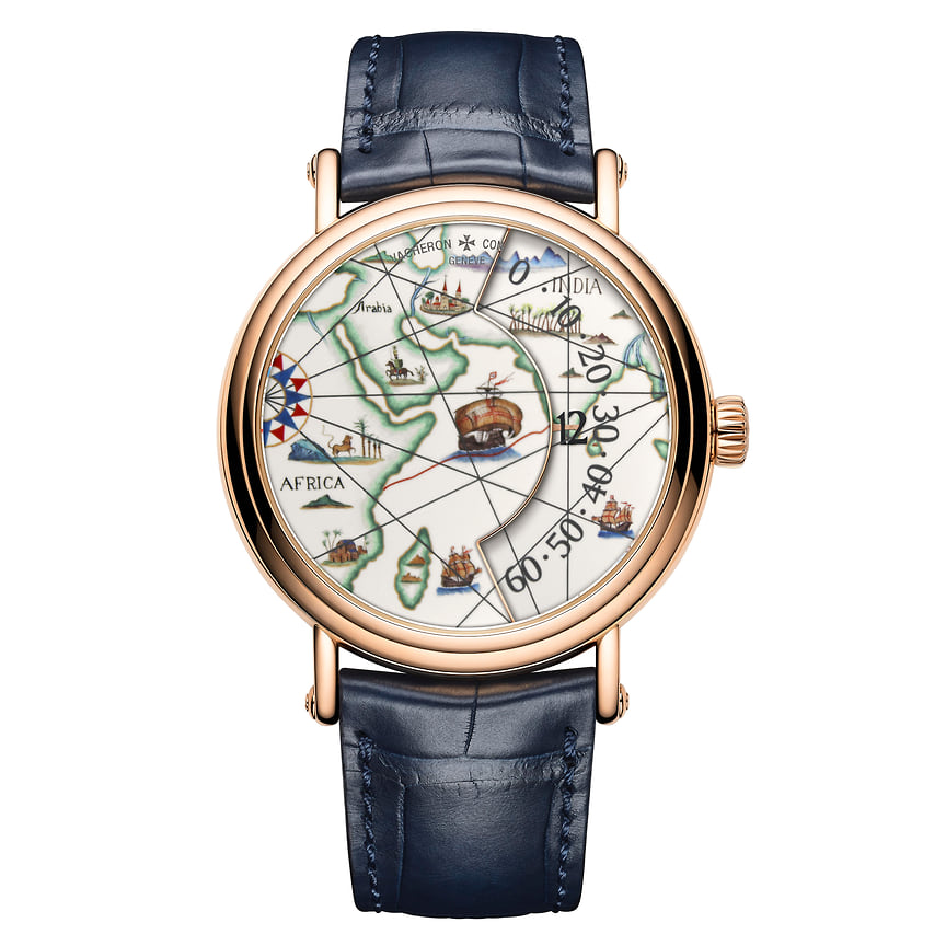 Vacheron Constantin, часы Metiers d’Art Great Explorers, 41 мм, розовое золото, эмаль, механизм с автоматическим подзаводом