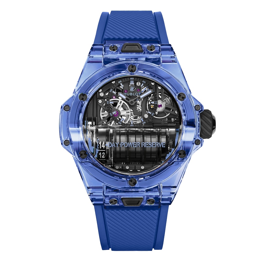 Hublot, часы Big Bang MP-11 Blue Sapphire, 45 мм, сапфировое стекло, механизм с ручным подзаводом