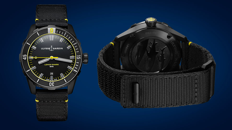 Ulysse Nardin, часы Diver Lemon Shark, 42 мм, сталь с DLC покрытием, механизм с автоматическим подзаводом, водонепроницаемость 300 м, запас хода 42 часа