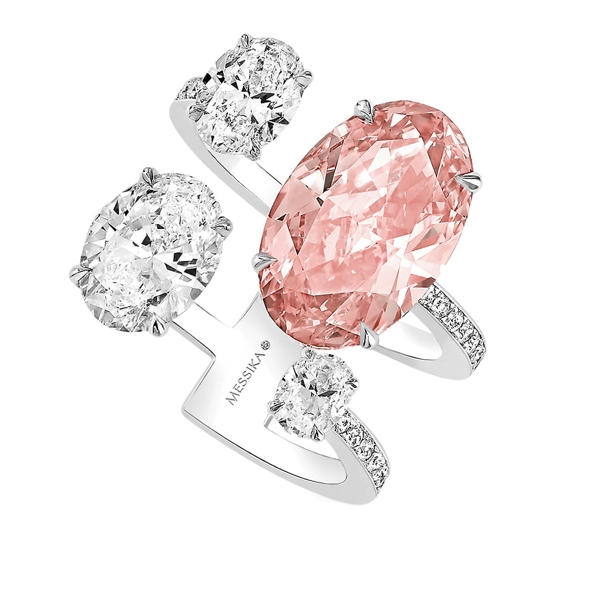 Messika, кольцо, белое золото, розовый и бесцветные бриллианты