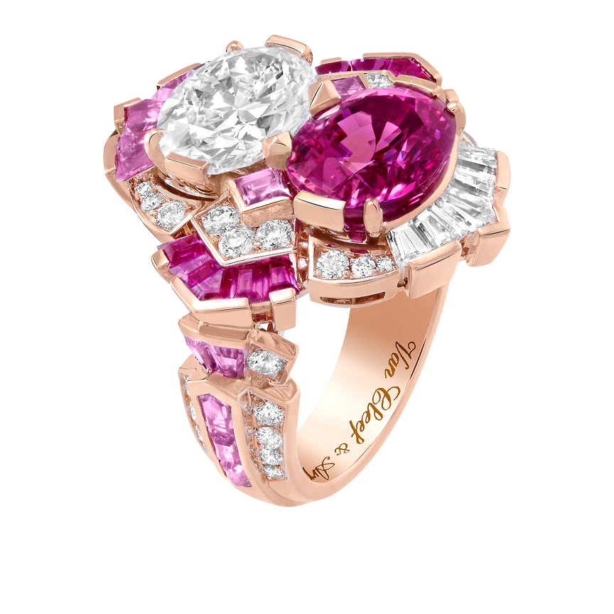Van Cleef &amp; Arpels, кольцо, розовое золото, розовые сапфиры, бриллианты