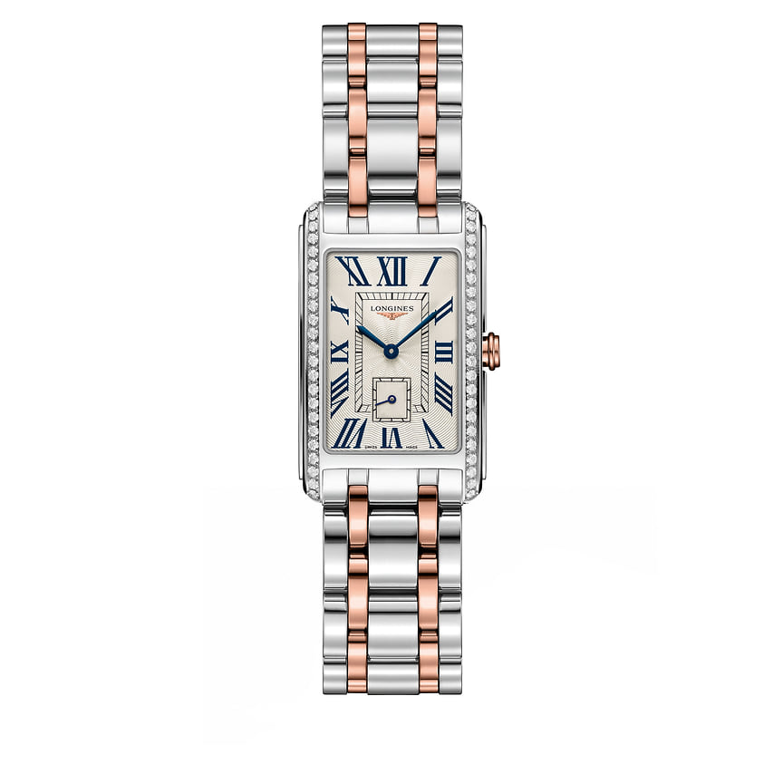 Longines, часы Dolce Vita, 23 х 37 мм, сталь, розовое золото, кварцевый механизм