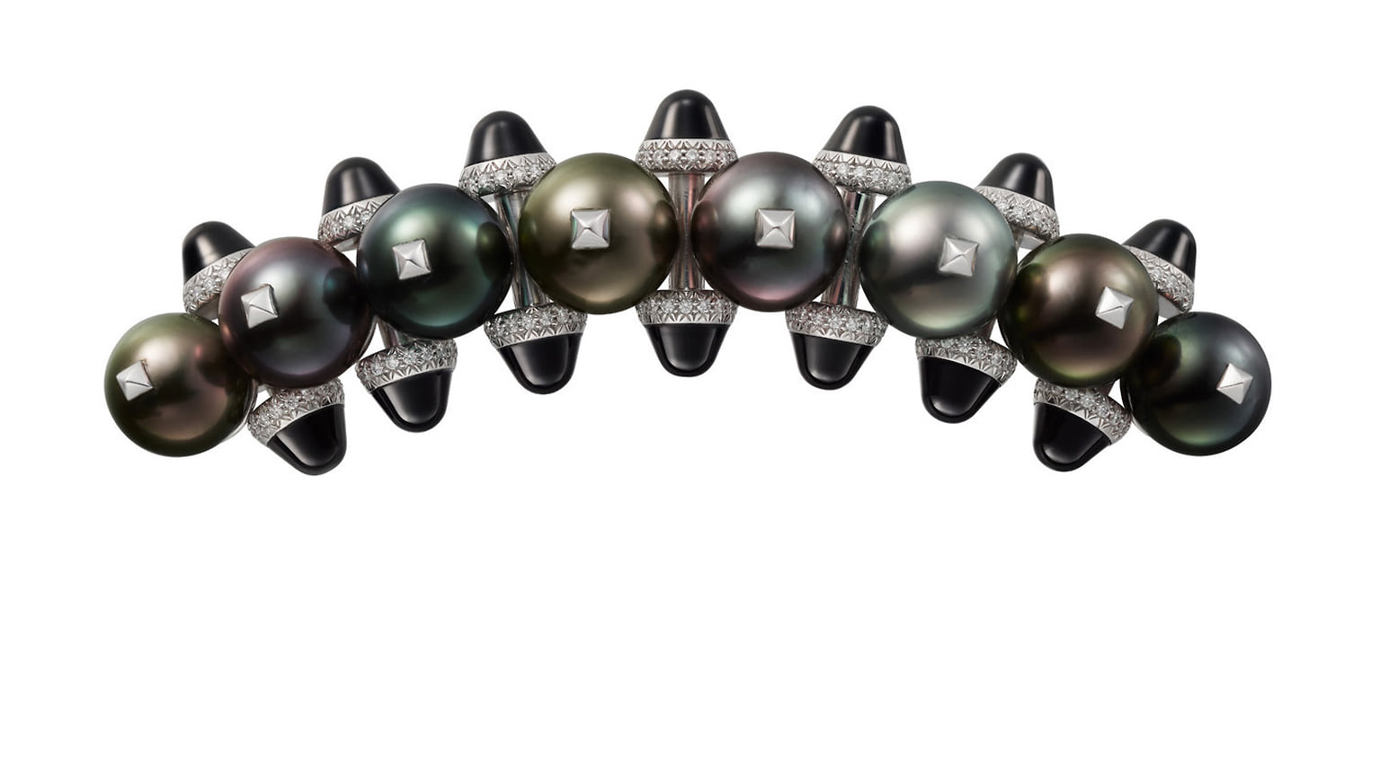 Cartier, брошь Clash [Un]limited, белое золото, жемчуг, оникс, бриллианты 