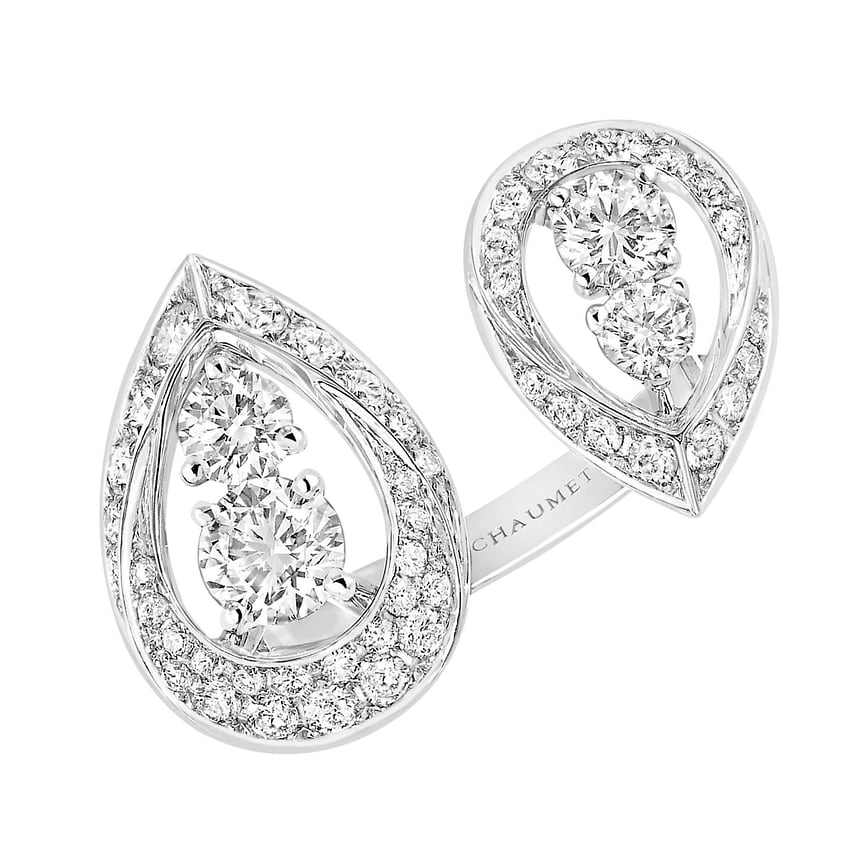 Chaumet, кольцо Toi et Moi, белое золото, бриллианты