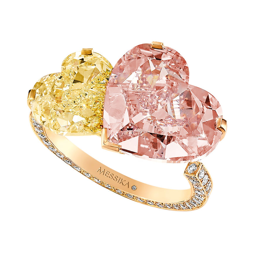 Messika, кольцо Toi et Moi, розовое золото, желтый, розовый и бесцветные бриллианты