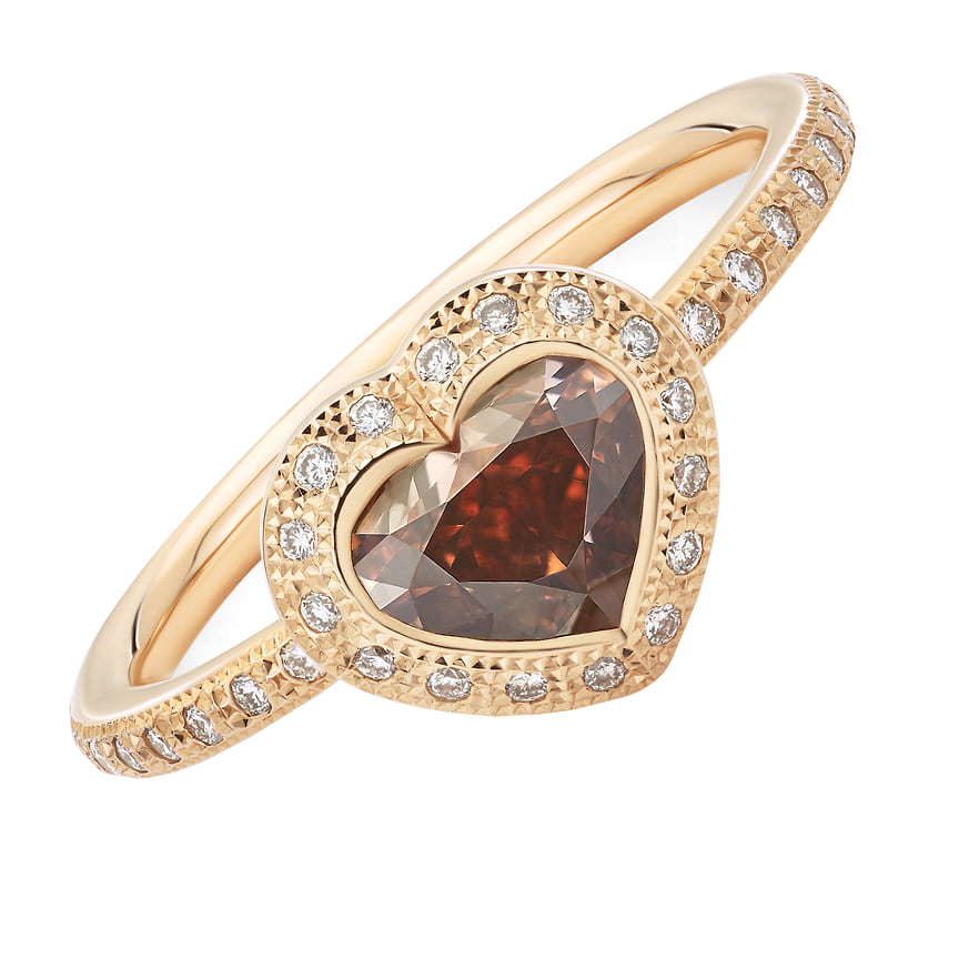 De Beers, кольцо Talisman, розовое золото, красный и бесцветные бриллианты