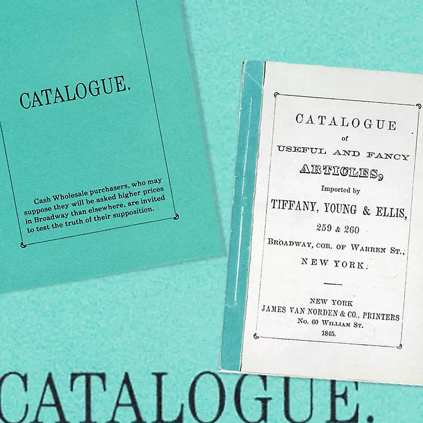 1845 год. Tiffany издала первый каталог товаров для почтовой рассылки в США и познакомила американцев с предметами роскоши. Известный как Blue Book («Голубая книга»), он существует по сей день и содержит предметы высокого ювелирного искусства
