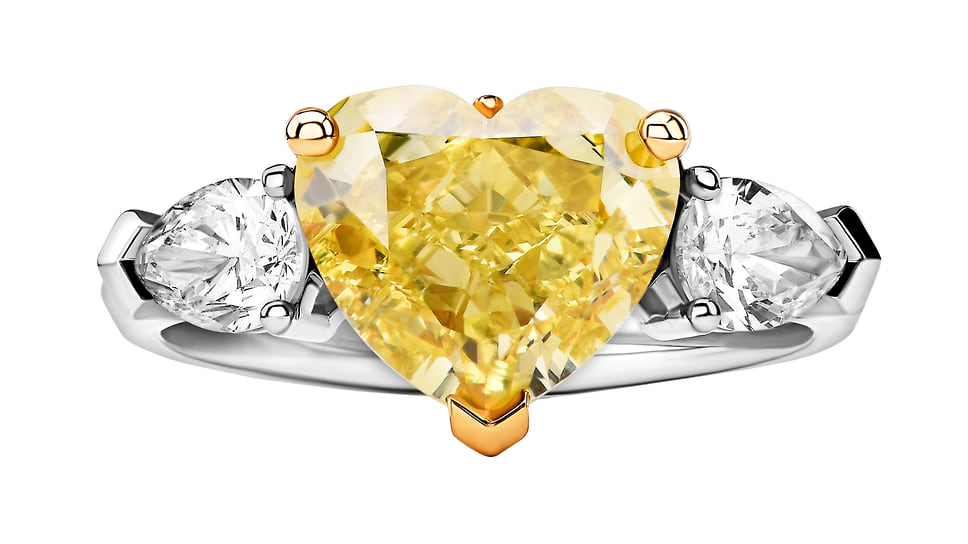 Parure, кольцо, белое золото, желтый и бесцветные бриллианты
