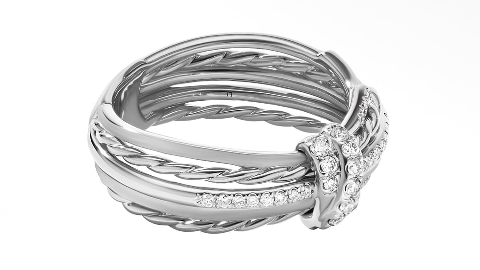 David Yurman, кольцо, белое золото, бриллианты