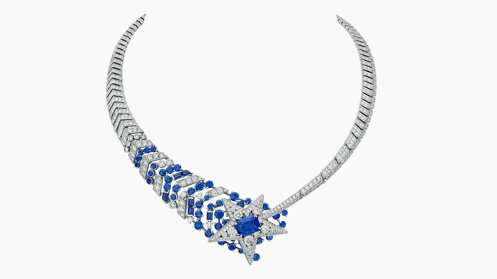 Chanel High Jewellery, колье Comete Saphir, белое золото, сапфиры, бриллианты